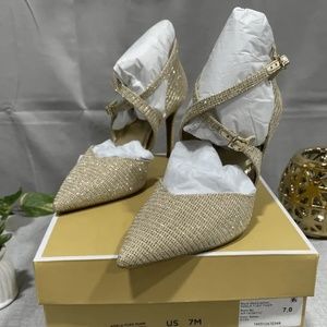 MICHAEL Michael Kors Women's Adela Flex Glitter Pump Shoes - Sand 7M